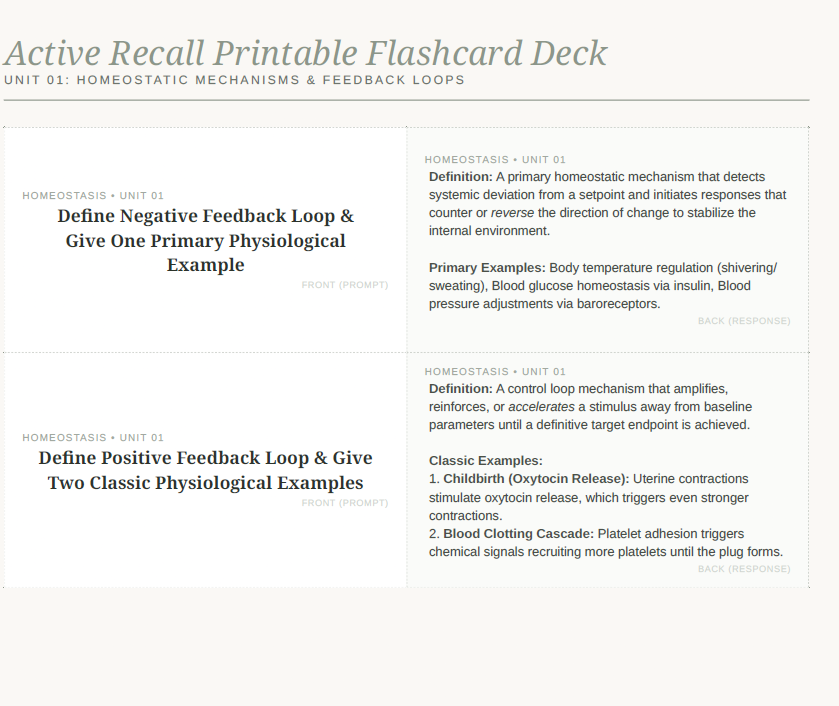 Active Recall Printable Flashcard Decks: Foundational Nursing Physiology & Hemodynamics